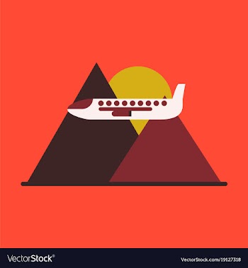 Icon flat design for airport plane in mountains vector image