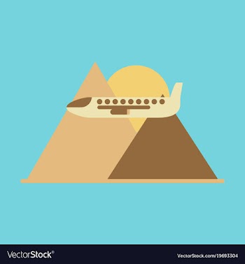 Icon flat design for airport plane in mountains vector image