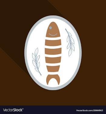 Icon flat tasty fish dinner flat cartoon design vector image