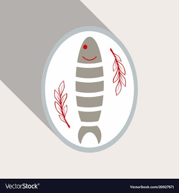 Icon flat tasty fish dinner flat cartoon design vector image