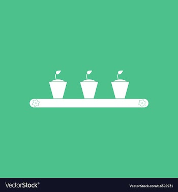 Icon flowerpots on shelf vector image