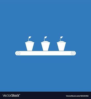 Icon flowerpots on shelf vector image