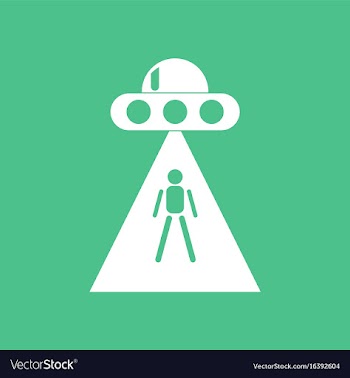 Icon flying saucer and human vector image