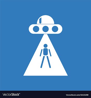 Icon flying saucer and human vector image