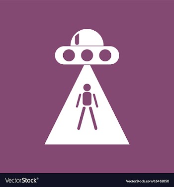Icon flying saucer and human vector image