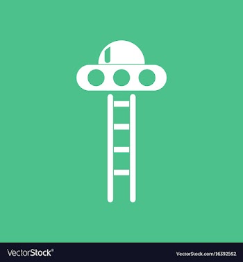 Icon flying saucer and ladder vector image