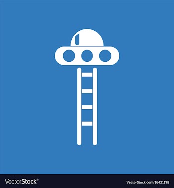 Icon flying saucer and ladder vector image