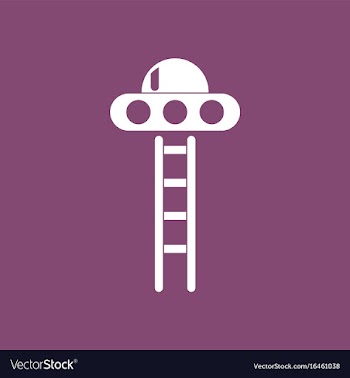 Icon flying saucer and ladder vector image