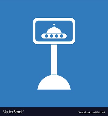 Icon flying saucer on monitor vector image