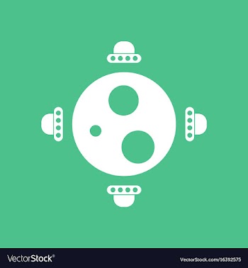 Icon flying saucers around planet vector image