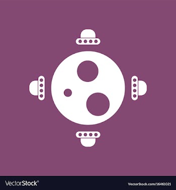 Icon flying saucers around planet vector image