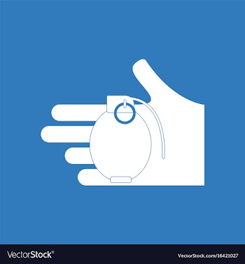 Icon frag grenade in hand vector image