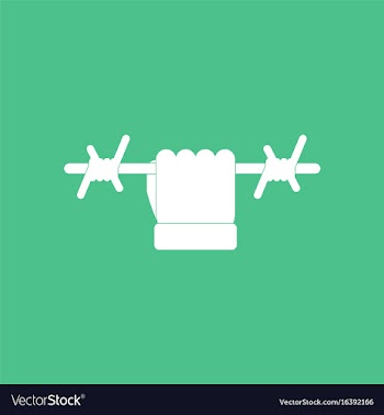 Icon hand holding barbed wire vector image