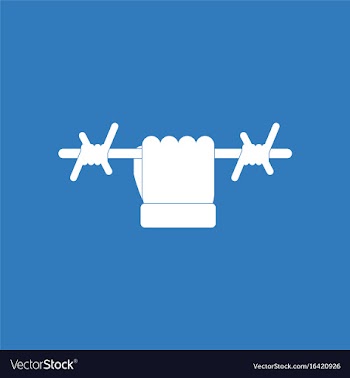 Icon hand holding barbed wire vector image