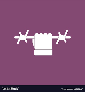 Icon hand holding barbed wire vector image