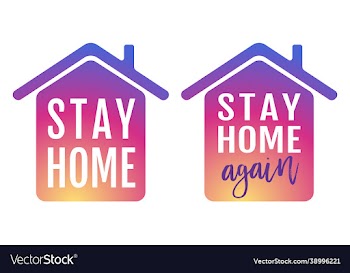 icon house with text stay home again