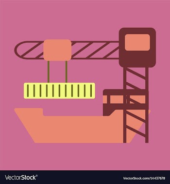 Icon in flat design container loading ship vector image
