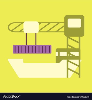 Icon in flat design container loading ship vector image