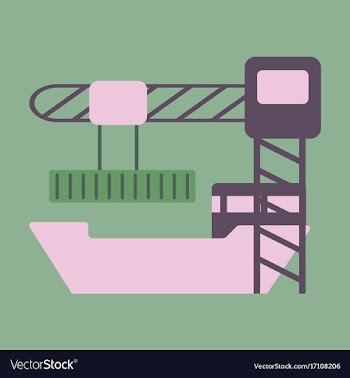 Icon in flat design container loading ship vector image