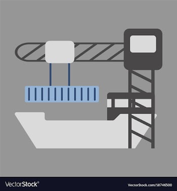 Icon in flat design container loading ship vector image