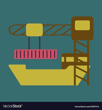 Icon in flat design container loading ship vector image