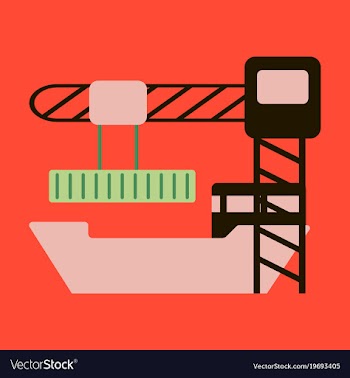 Icon in flat design container loading ship vector image