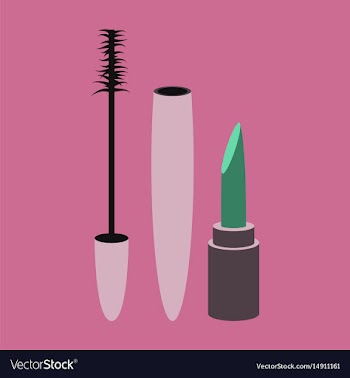 Icon in flat design fashion mascara and lipstick vector image