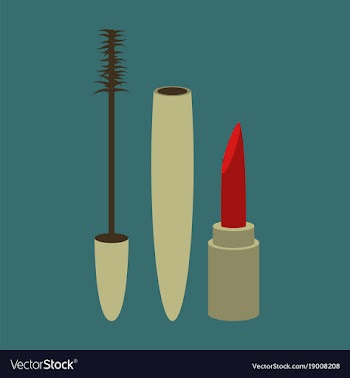 Icon in flat design fashion mascara and lipstick vector image