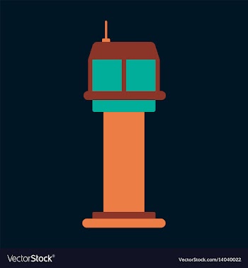 Icon in flat design for airport control tower vector image