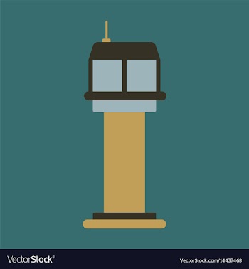 Icon in flat design for airport control tower vector image