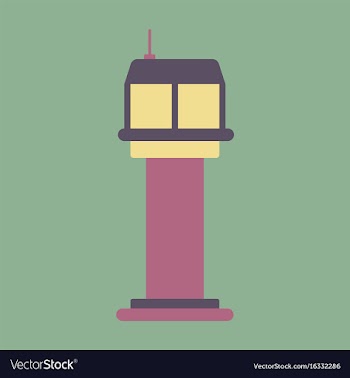 Icon in flat design for airport control tower vector image