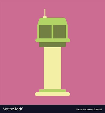 Icon in flat design for airport control tower vector image