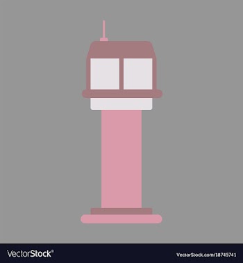 Icon in flat design for airport control tower vector image