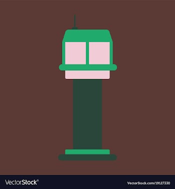 Icon in flat design for airport control tower vector image