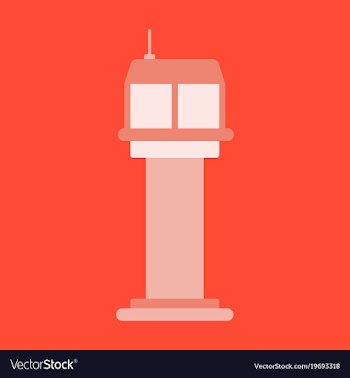Icon in flat design for airport control tower vector image