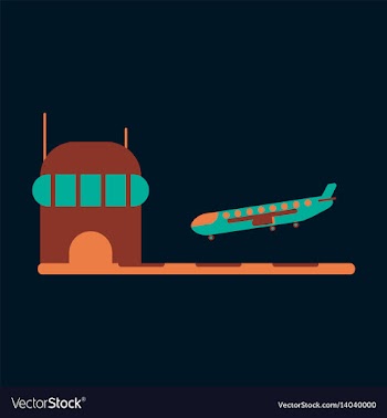 Icon in flat design for airport plane landing vector image