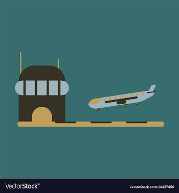 Icon in flat design for airport plane landing vector image