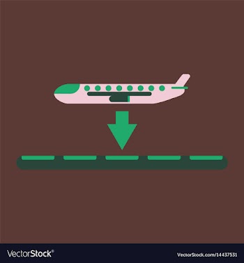 Icon in flat design for airport plane landing vector image