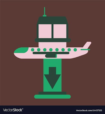 Icon in flat design for airport plane landing vector image