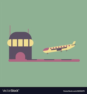 Icon in flat design for airport plane landing vector image