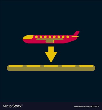 Icon in flat design for airport plane landing vector image