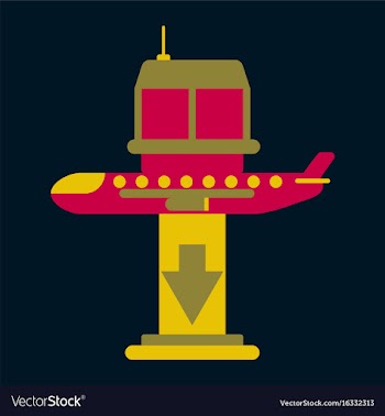 Icon in flat design for airport plane landing vector image