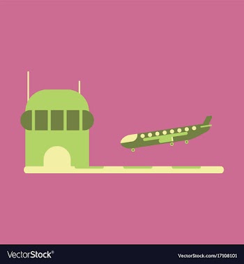 Icon in flat design for airport plane landing vector image