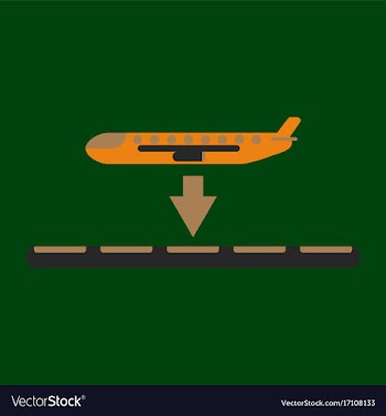 Icon in flat design for airport plane landing vector image