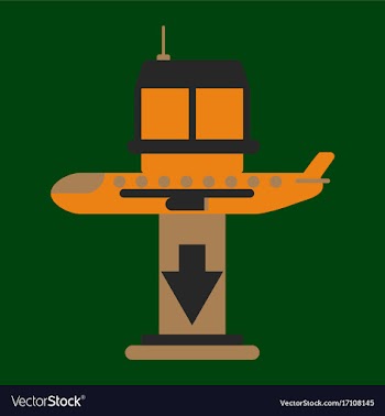 Icon in flat design for airport plane landing vector image
