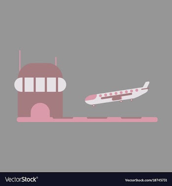 Icon in flat design for airport plane landing vector image