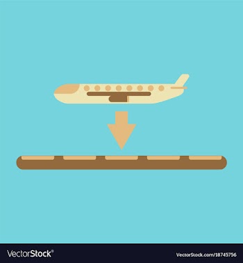 Icon in flat design for airport plane landing vector image
