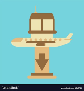Icon in flat design for airport plane landing vector image