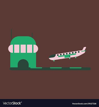 Icon in flat design for airport plane landing vector image