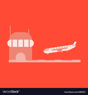 Icon in flat design for airport plane landing vector image